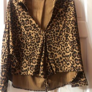 Leopard crop jacket size L knot tie at waist
